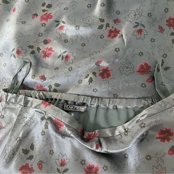 Y2K Gray Floral 100% Silk Midi Slip Skirt Dainty Fairycore Feminine Dark Romance - Picture 11 of 14